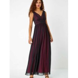 Roman Robe longue extensible sans manches à empiècements contrastés en maille Roman Noir FR 40 (EU 38)