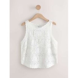 Next Débardeur fleuri en tricot crocheté pâle XXL Regular (FR 54-56)