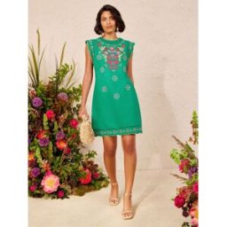Love & Roses Love & Roses Scallop Embroidery Mini Dress vert FR 44 (EU 42)