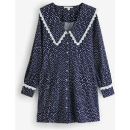 Laura Ashley Laura Ashley Sailor Collar Mini Dress With Linen bleu FR 44 (EU 42)