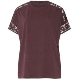 Yours Curve Yours Curve Boxy Crochet T-Shirt Brun FR 50 (EU 48)