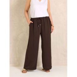Evans Evans Pull On Crepe Trousers Brun FR 60-62 (EU 58-60)