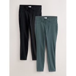 Next Lot jersey denim pleine Denim Leggings 2 longueur Noir FR 42 Short (EU 40 S)