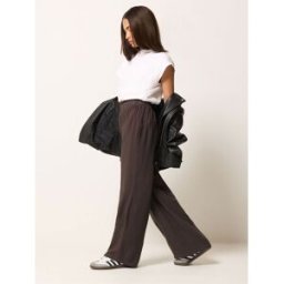 PixieGirl Petite PixieGirl Petite Acid Wash Wide Leg Trousers Brun FR 44 Petite (EU 42 P)