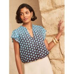 Love & Roses Love & Roses Flutter Sleeve Blouse Brun FR 38 (EU 36)