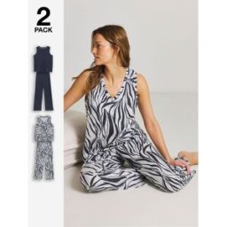 JD Williams JD Williams Value Zebra Pyjamas Set 2 Pack Imprimé animal 44 à 49 cm
