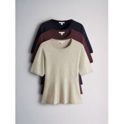 The Set Ensemble 3 T-shirt péplum en maille fine bleu S (FR 38-40)