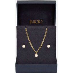 Inicio Inicio Tone Opal Stone Pendant Set Gift Box doré Un an