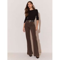 Lipsy Lipsy Jean évasé décontracté taille haute Brun FR 44 Regular (EU 42 R)