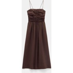 Hush Hush Air Flow Thin Strap Gathered Midi Dress Brun FR 42 (EU 40)