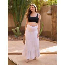 Seraphine Jupe Maxi étagée Seraphine à Broderie Fleuri pâle FR 40 (EU 38)