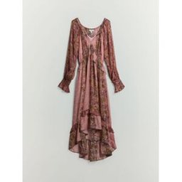 BHOEM Robe longue métallisée à imprimé fleuri rose/marron BHOEM Rose FR 44 (EU 42)