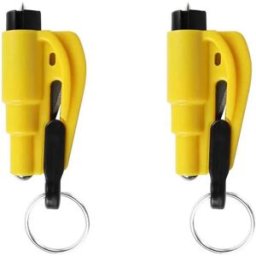 INF Lot de 2 Brise-vitre pour Voiture avec Sifflet d'Urgence - Marteau d'Évasion Mini ABS Porte-clés Outil de Sécurité Jaune