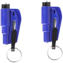 INF Lot de 2 Brise-vitre pour Voiture avec Sifflet d'Urgence - Marteau d'Évasion Mini ABS Porte-clés Outil de Sécurité Bleu