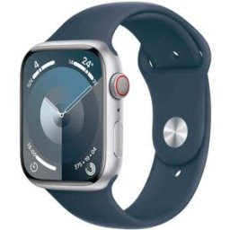 Apple Watch Series 9 Gps + Cellular 45 Mm Aluminium Argenté Et Bracelet Sport Bleu (s