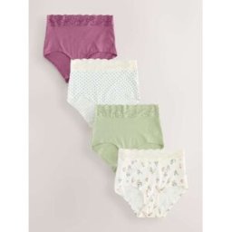 Next Lot de 4 culottes en coton et dentelle vert 34