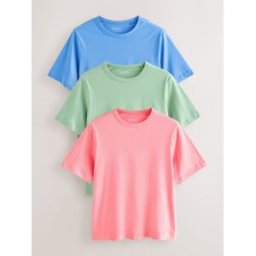 Next Lot de 3 t-shirts à col rond Girlfriend bleu L (FR 46-48)