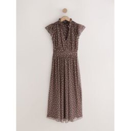 Next Robe longue de cérémonie Plissé en maille à Col V Brun FR 38 (EU 36)