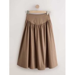 Next Jupe mi-longue taille basse en popeline de coton Brun FR 36 Regular (EU 34 R)