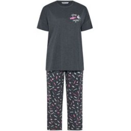 Yours Curve Yours Curve Short Sleeve Wide Leg Pyjamas Set Gris FR 52-54 (EU 50-52)