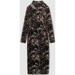 reiss Reiss Sonya Cut Out Abstract Print Velvet Dress Noir FR 40 (EU 38)