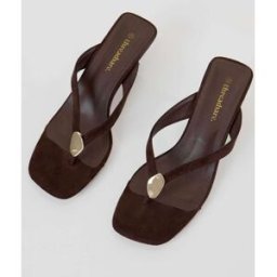 Threadbare Threadbare Toe Post Kitten Heel Sandals Brun EU 36.5 (UK 4)