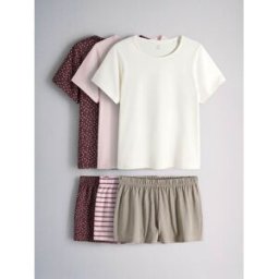 The Set Ensemble 3 Pack T-shirt et pyjama court en jersey Rose XL (FR 50-52)