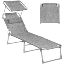 SONGMICS Bain de Soleil, Grège / 193 x 53 x 29 cm