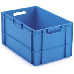 Cenpac Bac plastique gerbable multi-usages norme Europe 600 x 400 x 320 mm - POIGNÉES OUVERTES BLEU 60 L