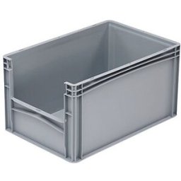 Cenpac Bac plastique gerbable demi-ouverture norme Europe 600 x 400 x 320 mm - 64 L