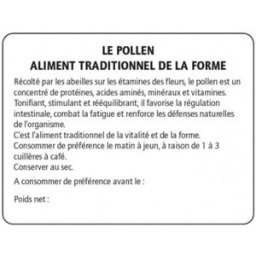 Apiculture.net - Matériel apicole français 1000 contre-étiquettes sur le pollen