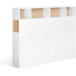 Idomya - Tête de lit blanche avec rangements bois/blanc - 145x20x120 cm 140 cm