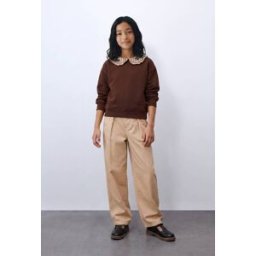 MONOPRIX Sweat uni col claudine vichy en coton 4 ans