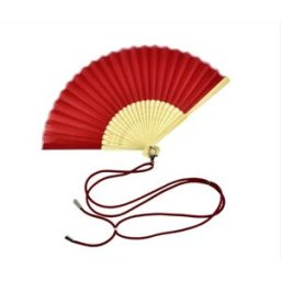 INF Éventail pliant de mariage en soie unilatérale avec lanière - Baleines en bambou élégantes, souvenir portable Vin rouge