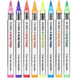 INF Set de 8 marqueurs de peinture acrylique fluorescente lavables à pointes souples pour créations DIY