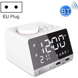 Réveil Bluetooth Radio Fm Enceinte Haut-parleur Double Usb Carte Micro Sd Blanc Yonis