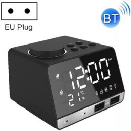 Réveil Bluetooth Radio Fm Enceinte Haut-parleur Double Usb Carte Micro Sd Noir Yonis