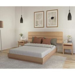 Ma Chambre d'Enfant Lit ado avec sommier Hino et tête de lit Eon Bois naturel 140x190 cm