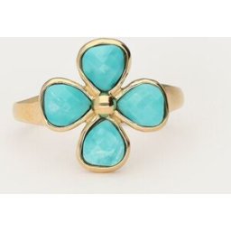 Bague Tropical trèfle en turquoises My Jewellery Turquoise/Doré 20 femme