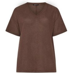 Yours Curve Yours Curve Boxy Knitted T-Shirt Brun FR 52-54 (EU 50-52)