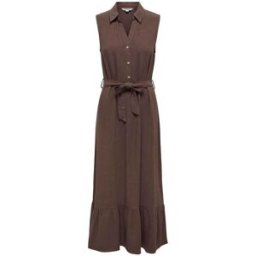 ONLY ONLY Sleeveless Linen Mix Midi Shirt Dress Brun FR 38 (EU 36)