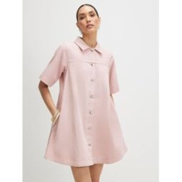 River Island River Island Denim Button Through Mini Dress Rose FR 44 (EU 42)