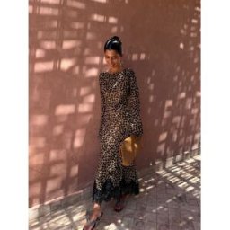 Never Fully Dressed Never Fully Dressed Peite Lucia Leopard Print Dress Brun FR 42 (EU 40)