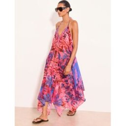 Lipsy Robe de plage maxi imprimée à bretelles et Ourlet mouchoir Lipsy violet S (FR 38-40)