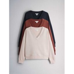 The Set The Set V-Neck Cotton Loopback Crew Neck Sweatshirts 3 Pack crème L (FR 46-48)