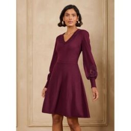 Love & Roses Love & Roses Lace Detail V-Neck Knitted Mini Dress violet FR 42 (EU 40)