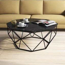 Homitis - Table basse Diamond noire - 90x90x38 cm OS