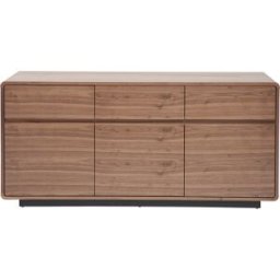 Miliboo Buffet design en bois foncé noyer 3 portes 3 tiroirs L160 cm JAKO