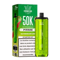 Puff Hypermax Prime 50K Crown Bar Al Fakher Nicotine : 6 mg - Saveur : Watermelon Lime