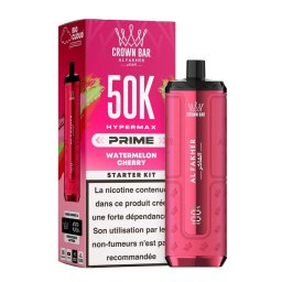 Puff Hypermax Prime 50K Crown Bar Al Fakher Nicotine : 6 mg - Saveur : Watermelon Cherry